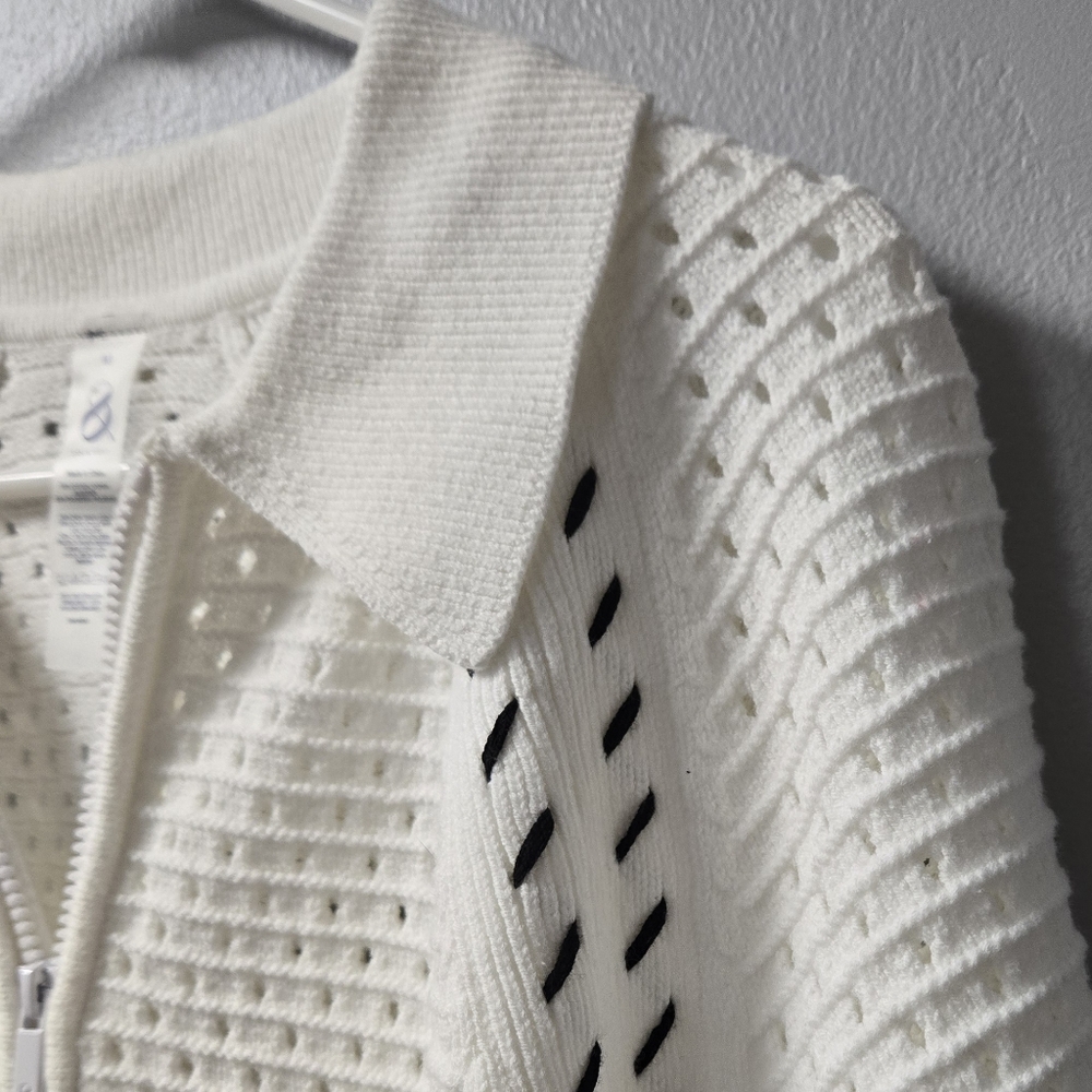 NWT Lou & Grey Women's Mesh Stitch Zip Sweater Size M - Picture 11 of 12
